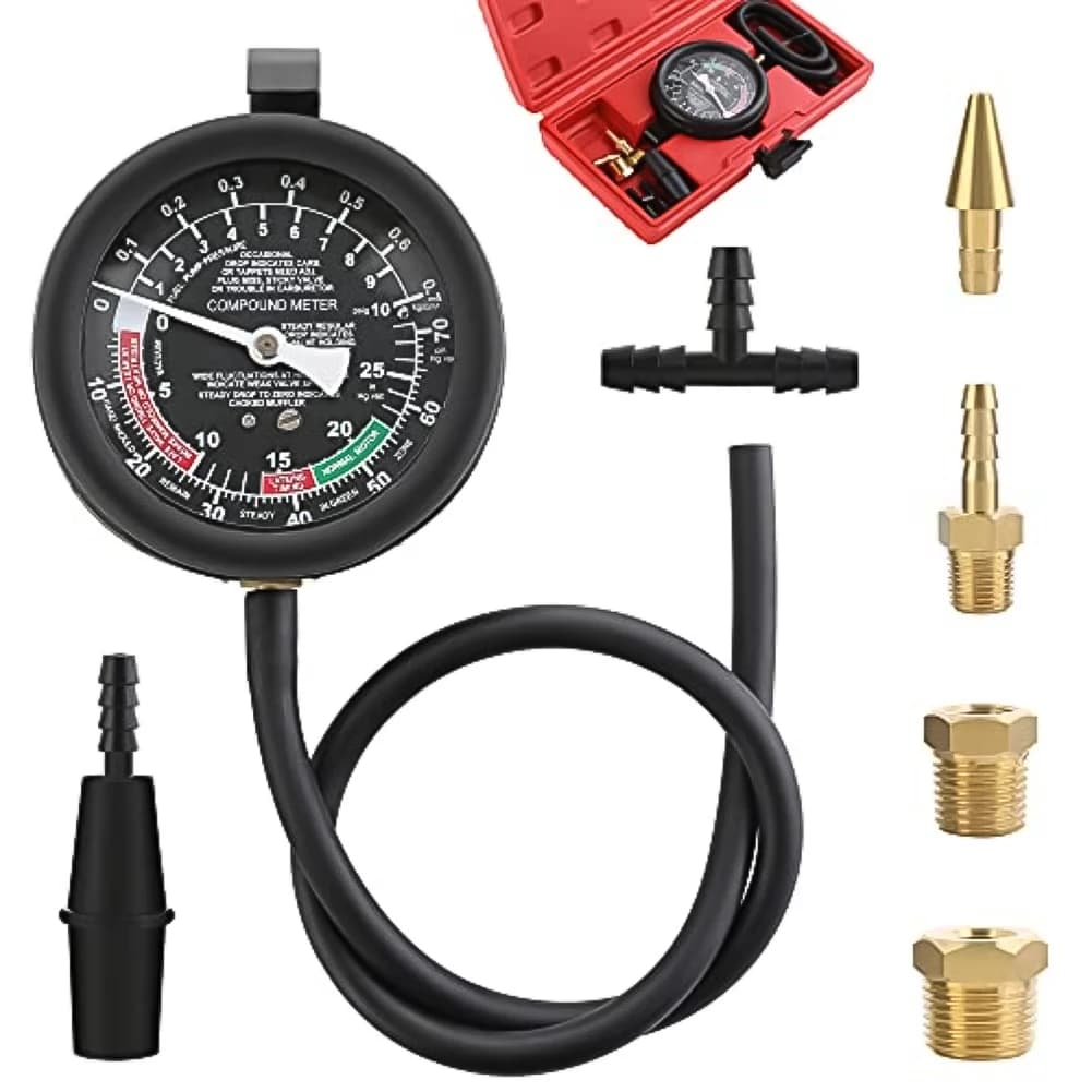 Tester di Pressione per Carburatore e Pompa Carburante, Test di Pressione Pompa Carburante, Test Linea Vuoto Motore, Manometro Vuoto/Pressione Auto, Manometro
