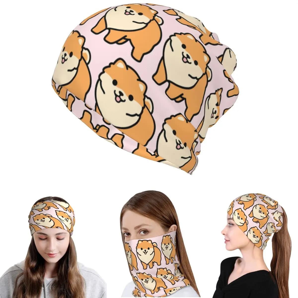Pomeranian Bandana Neck Gaiter Magic Scarf Copricapo caldo Cappello unisex per adulti per tutte le stagioni