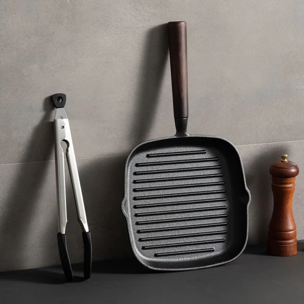 Anti-stick pan with wood handle, Multi-functional with Beccuccio, for Breakfast Camping