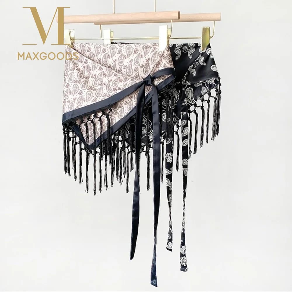 New Triangular Waistband Tassel Boho Fringe Decorative Waist Scarf Belt Exquisite Embroidered Tassel Hem Skirt Spring Summer