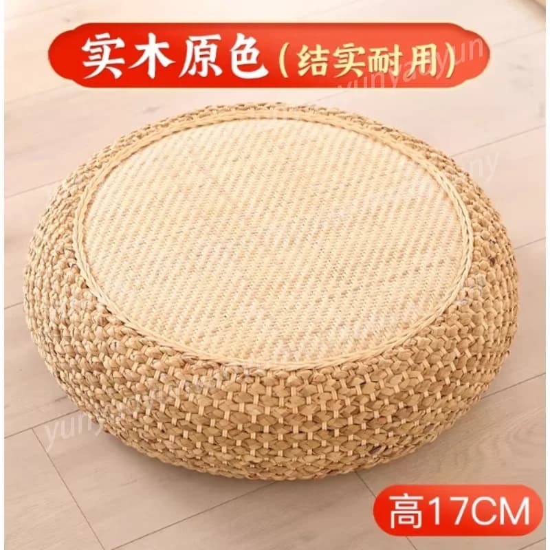 Woven Grass Floor Cushion, Japanese Tatami Round Mat for Meditation, Rattan Kneeling Pad