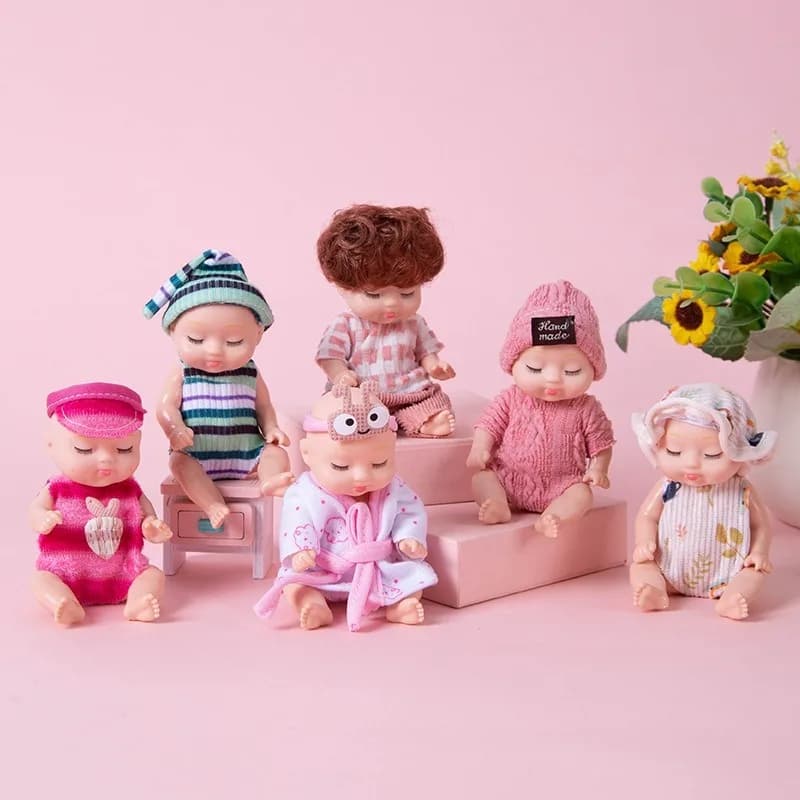 Simulazione bambola bambola giocattolo mini simpatico bambino che dorme con vestiti accessori giunti mini bambola mobile regalo di compleanno per bambini.