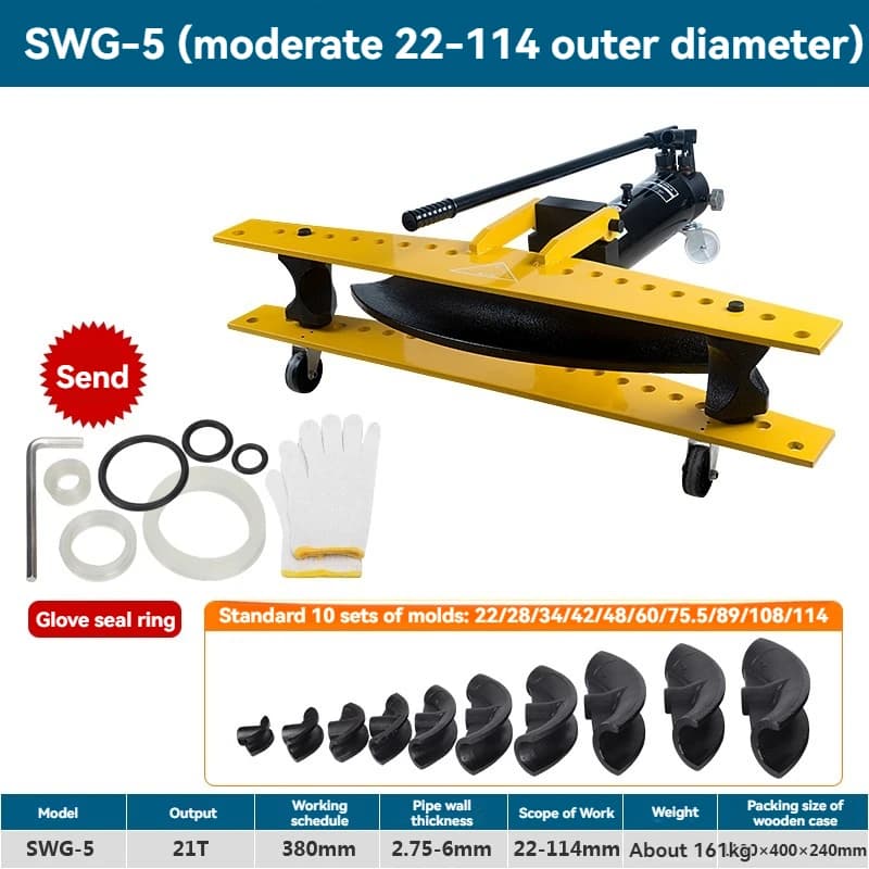 SWG-1 Macchina piegatubi per tubi idraulici multifunzionali Tubo zincato Tubo di ferro Strumenti per piegare tubi in acciaio Gamma da 13-34 mm