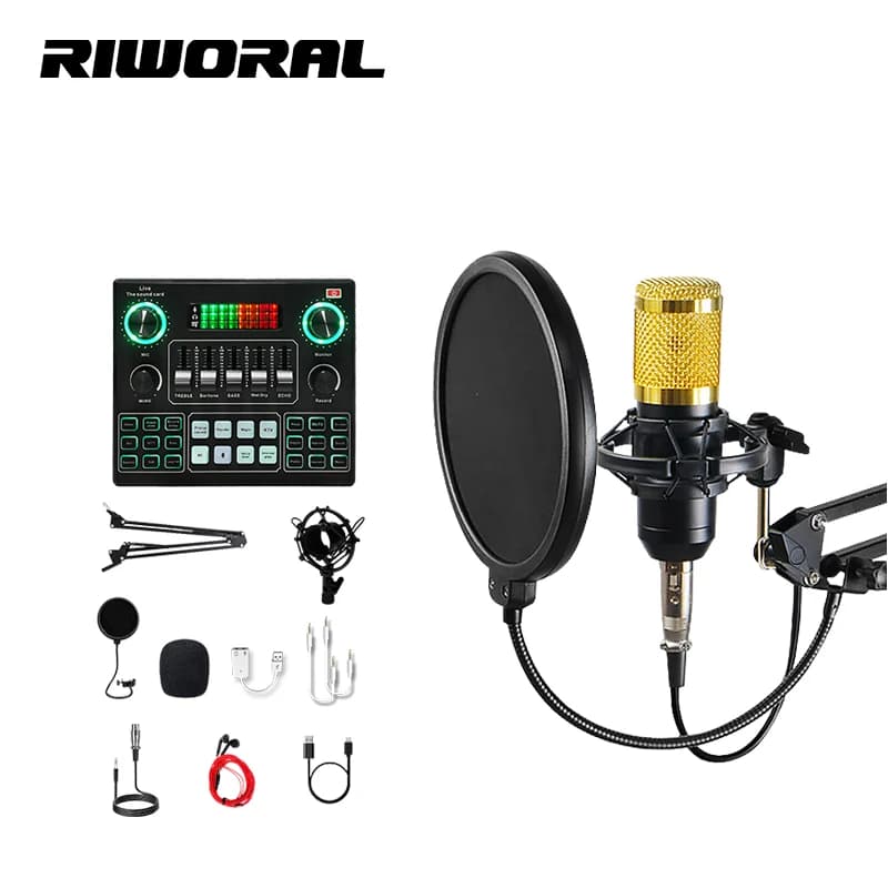V9 SET Microfono a condensatore USB Set completo Scheda audio Mixer interfaccia audio Registrazione Microfono Scheda audio professionale per live