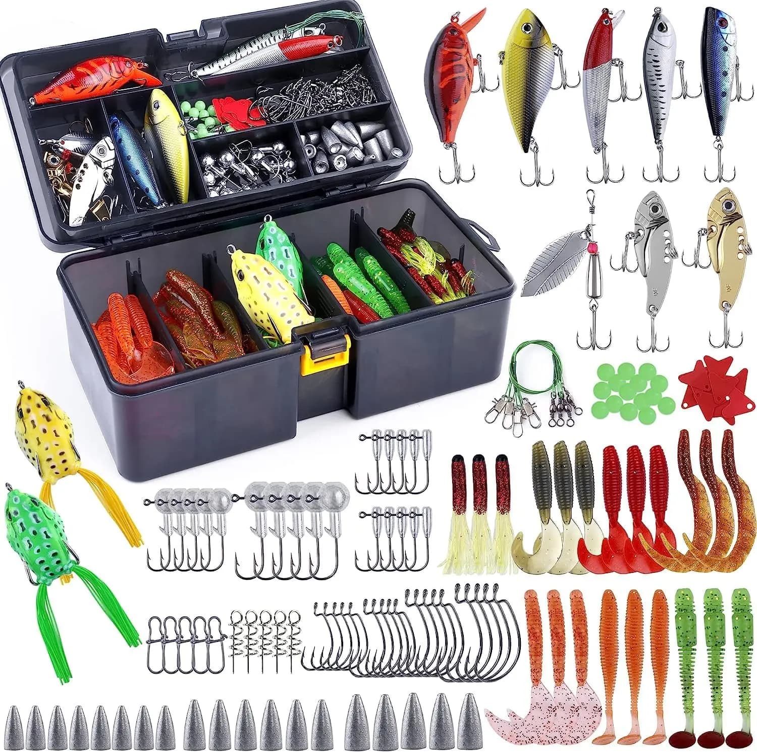 Fishing equipment for Bass, Trout, Salt and Sweet Water with Topwater baits, Ami, Spinnerbait