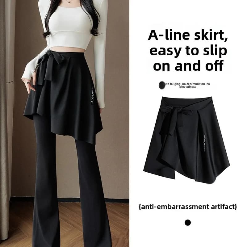 Women Slim Flap Yoga Pants Layered Skirt Hip Cover Daily Outfit