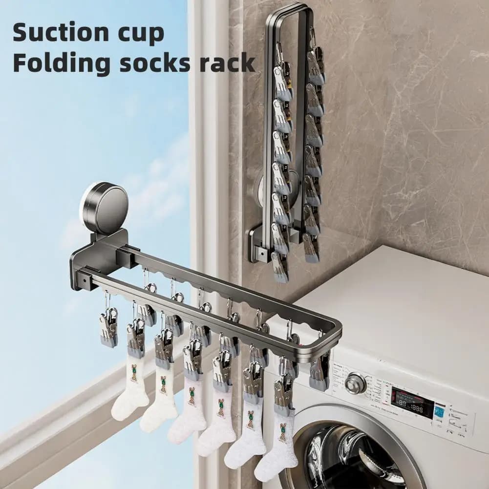 Wall-mounted Clothes Drying Rack Space-saving Clothes Hanger 3pcs Suction Cup Drying Rack Set Foldable Wall-mounted for Easy