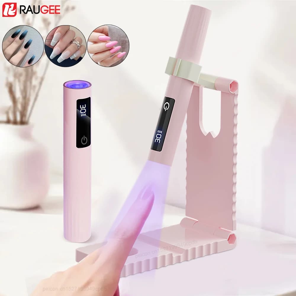 Lampada UV LED per Unghie, Mini Lampada Ricaricabile per Nail Art, Supporto da Tavolo, Luce UV Portatile per Manicure