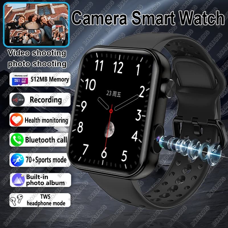New Camera Smart Watch Man Woman Photo Recording Video Album Photo Recording HD BT Calling Healthy Waterproof Sports for Android iOS
