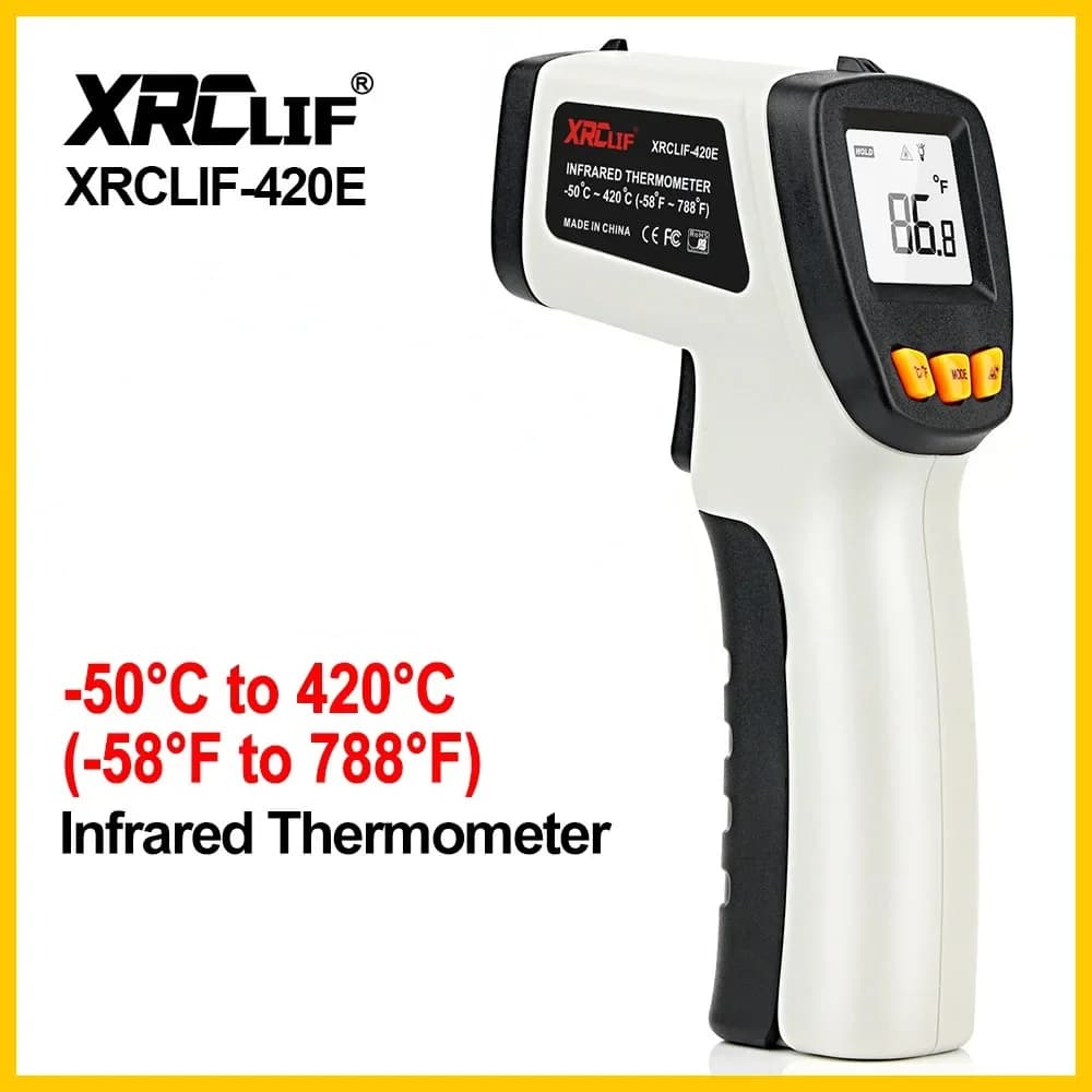 XRCLIF Termometro a infrarossi Pirometro senza contatto Misuratore di temperatura laser a infrarossi -58 ℉ ~1022 ℉