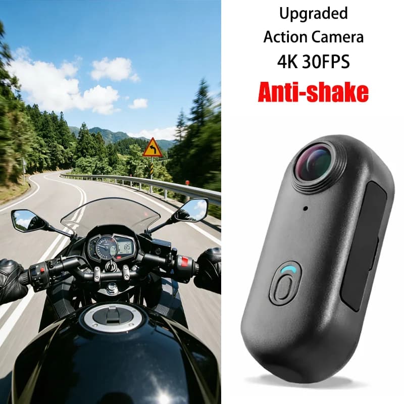 Action Camera 4K Anti-Shake con Stabilizzazione Immagine UHD, Mini Registratore Sportivo WIFI POV per Moto, Casco, Bicicletta, Impermeabile fino a 30M