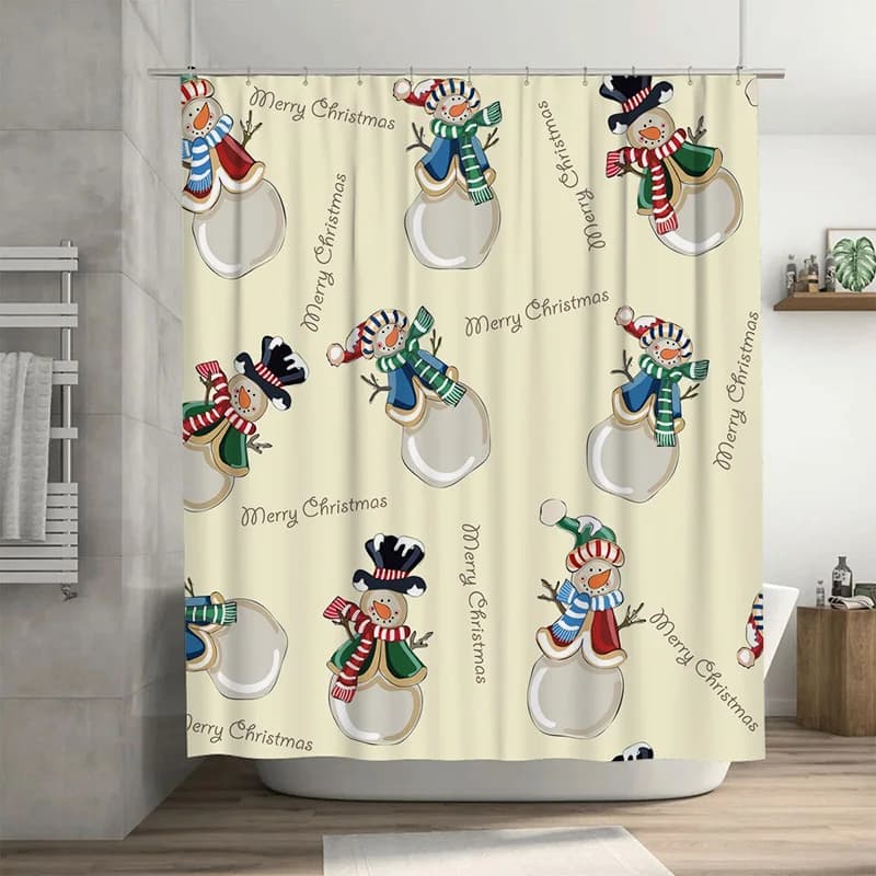 TU Tenda da doccia natalizia Decorazioni festive per le vacanze Tende da bagno reversibili impermeabili per la fattoria Decorazione per la casa natalizia
