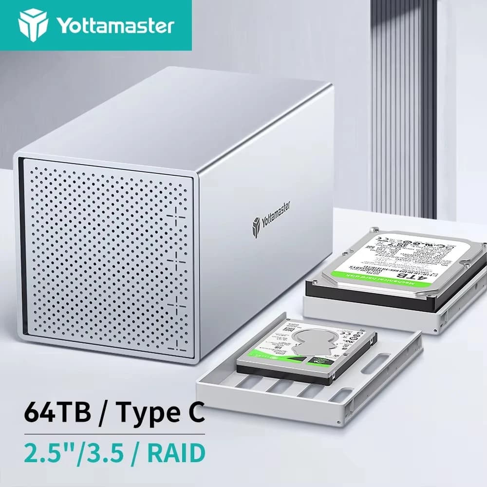 [PS400] Yottamaster 4 Bay RAID Custodia in alluminio a 4 slot 2.5 "3.5" USB3.0 RAID HDD esterno Array Box SATA3.0 Supporto 64TB
