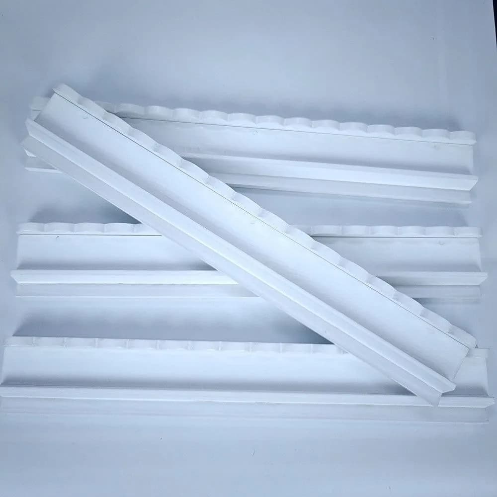 4PCS Wooden Construction American Mahjong Rack Smooth Surface Scalloped Edge Tile Holder Set No Assembly Long Rectangular
