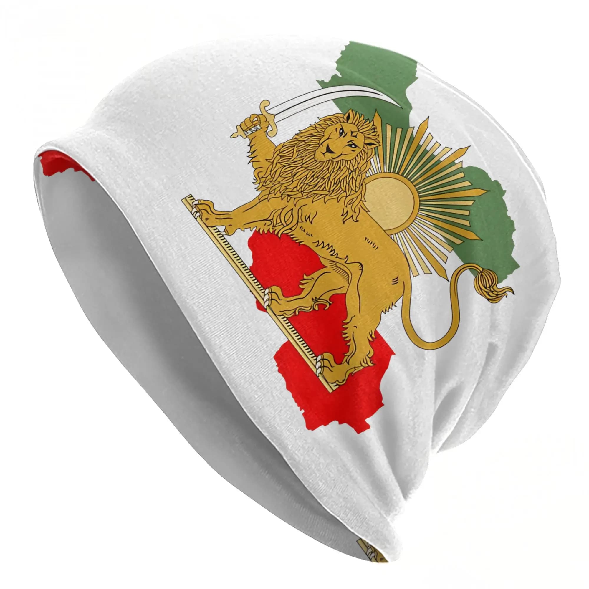 Cappello con Bandiera e Mappa dell'Iran, Leone e Sole di Shir o Khorshid, Berretto Autunnale da Sci, Cappello Beanie per Uomo e Donna, Cappelli Primaverili a Doppio Uso