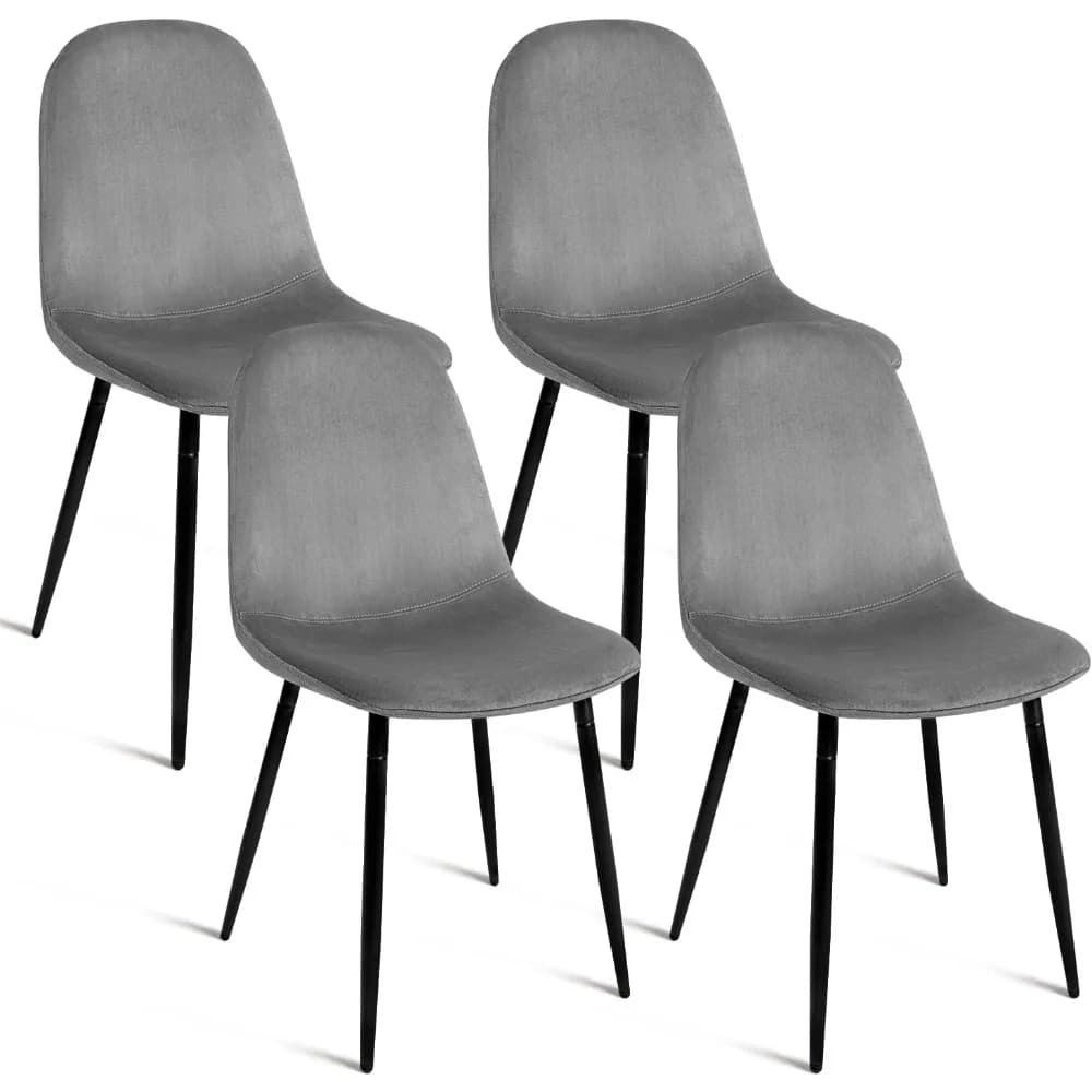 Set of 4 CangLong velvet padded dining chairs, comfortable modern kitchen chairs with upholstered seats and strong construction