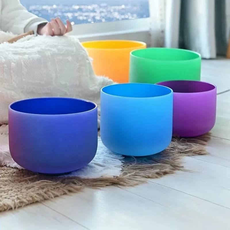 Color Crystal Singing Bowl Professional Sound Healing Singing Bowls Relaxation Meditation Quartz Bowl Percussion Instruments
