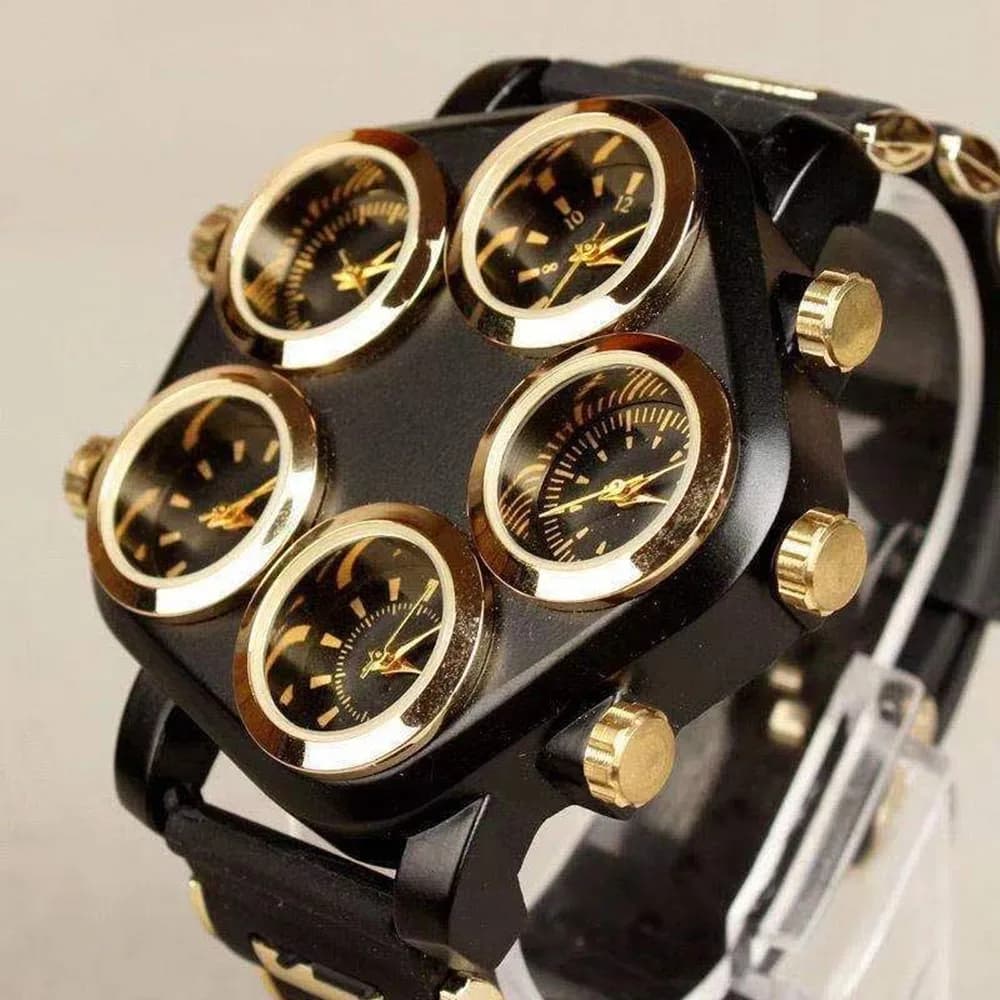Cool Watch Men sports watches Silicone Five Time Zone Strap Punk Quartz Watch With Big Dial Male Time Relogio Masculino