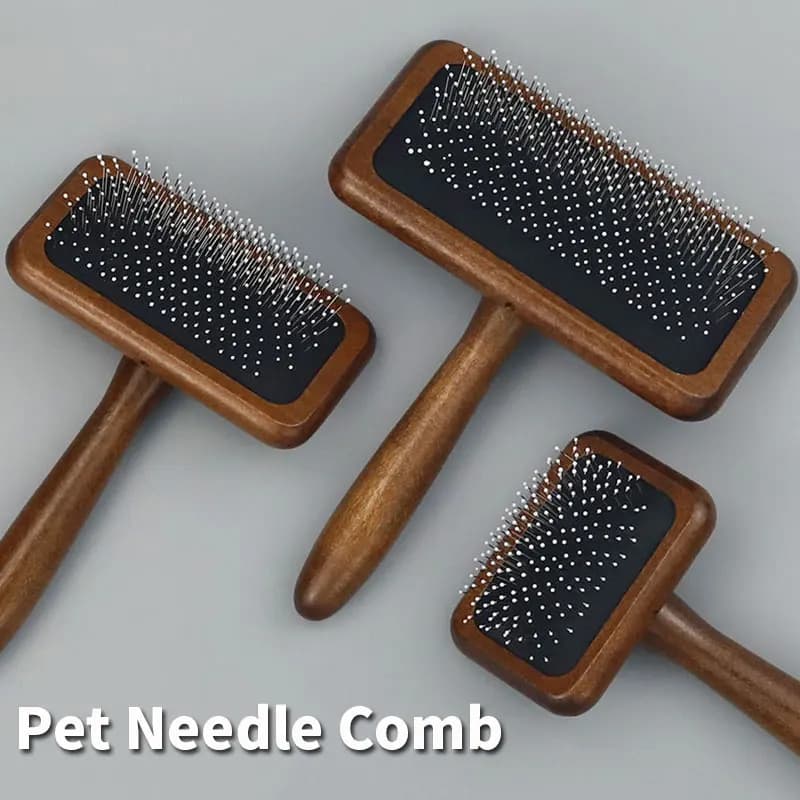 Spazzola in Legno per Cani, Pettine per la Rimozione del Pelo, Spazzola per Toelettatura Cani e Gatti, Apri Nodi, Massaggiante, Accessori per Animali Domestici