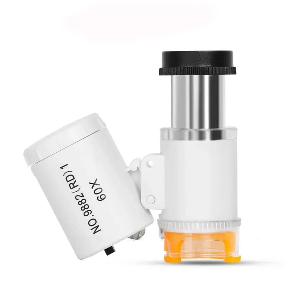 Mini microscopio tascabile portatile 60X Identificazione LED antico Luce UV Gioiellieri Lente d'ingrandimento portatile