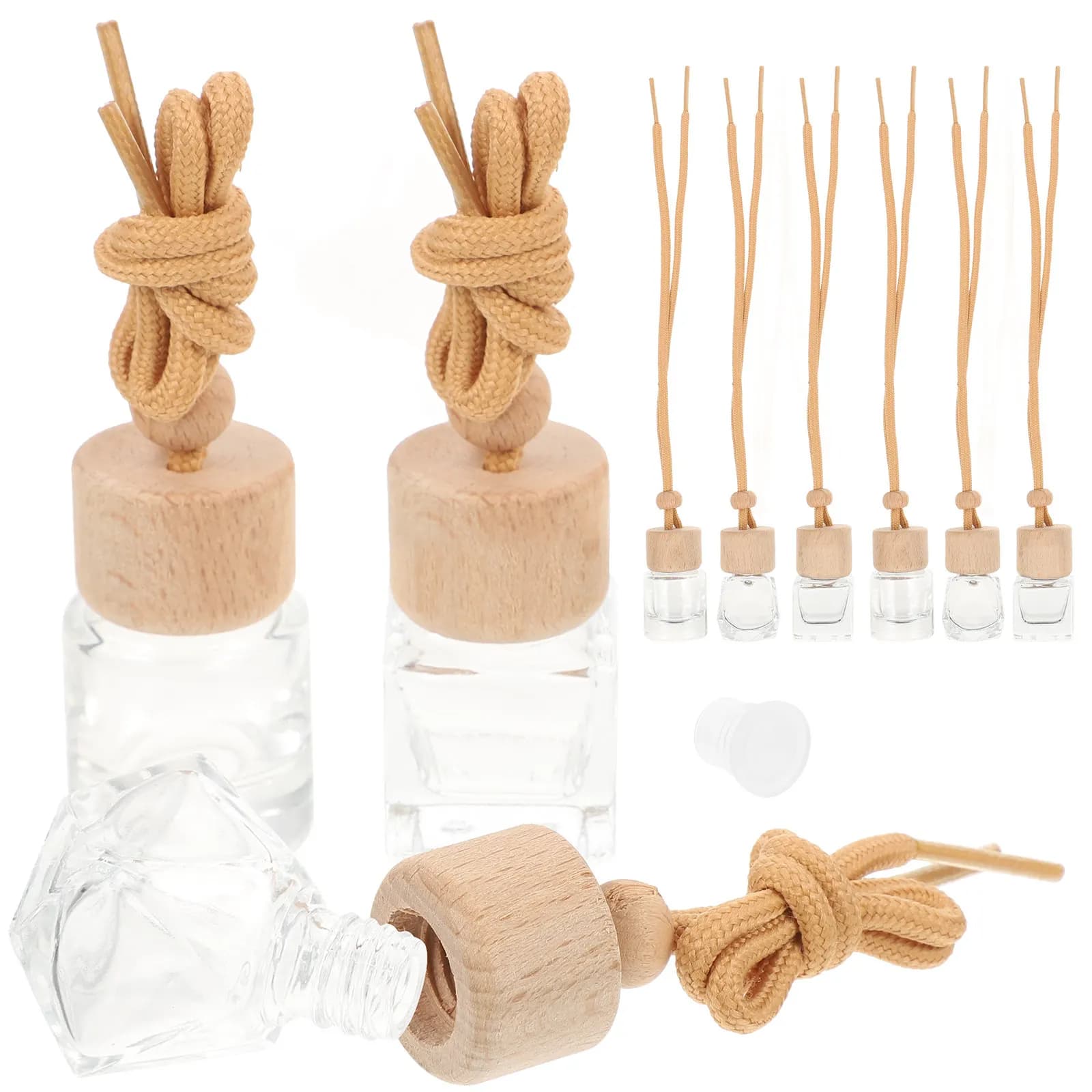 Set di 9 Eleganti Bottiglie in Vetro per Diffusore di Oli Essenziali, Contenitori Riutilizzabili per Profumo, per Auto, Casa, Ufficio, Dormitorio