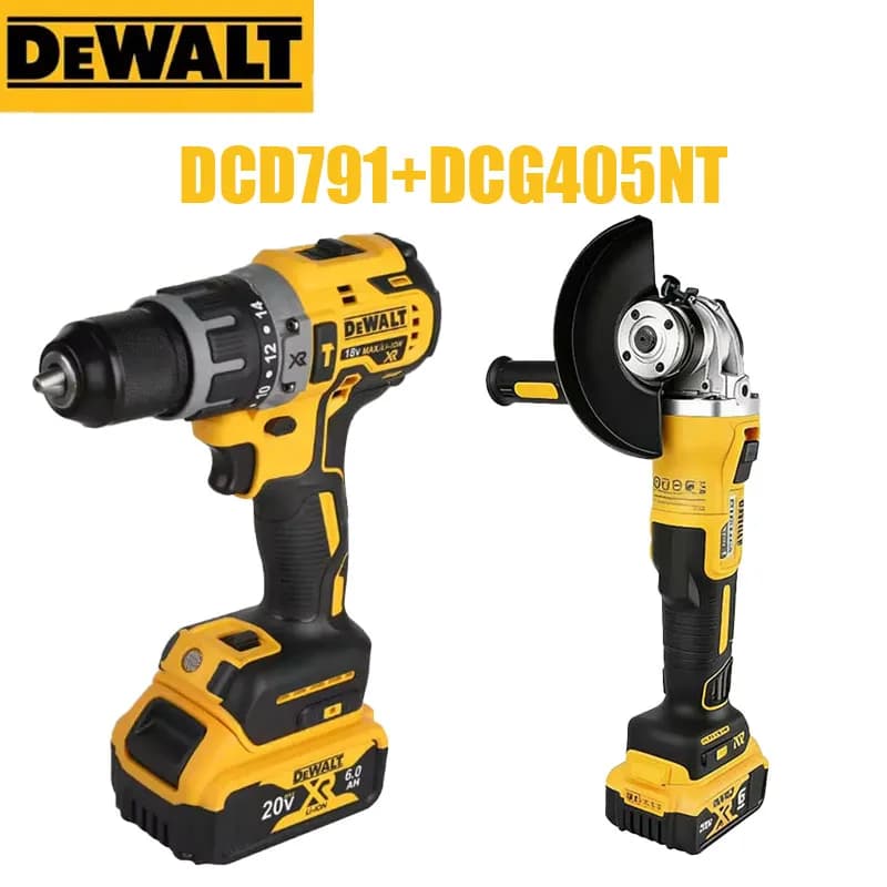 DEWALT DCG405NT Smerigliatrice Angolare Brushless 20V e Trapano Avvitatore a Percussione DCD791 - Kit Combinato Professionale per Taglio e Riparazione Carrozzeria Auto