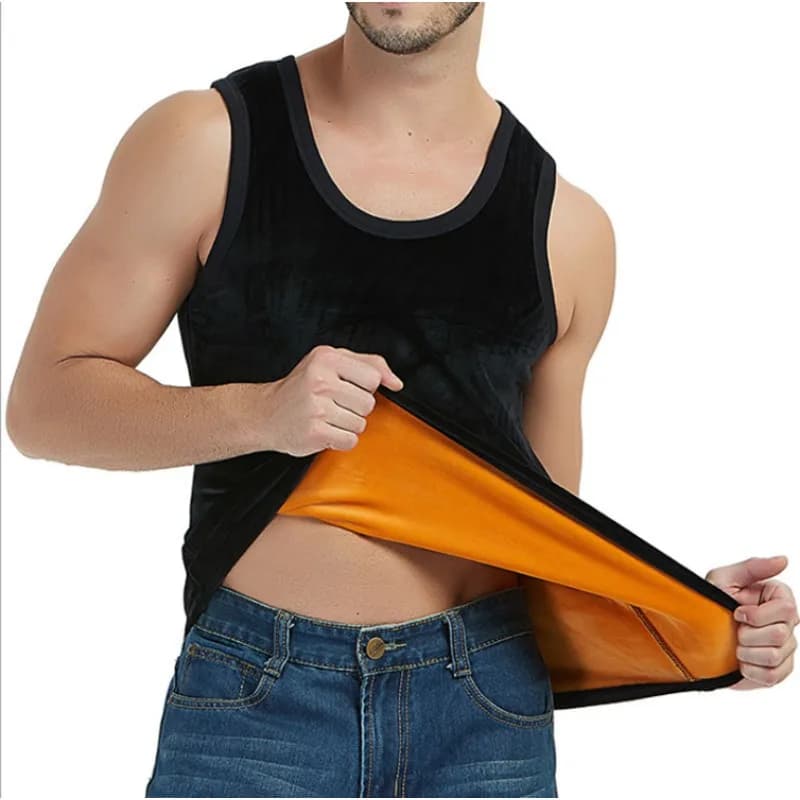 Gilet termico da uomo Base intima senza maniche in velluto dorato e gilet da uomo double face addensato in pile Top senza maniche nero