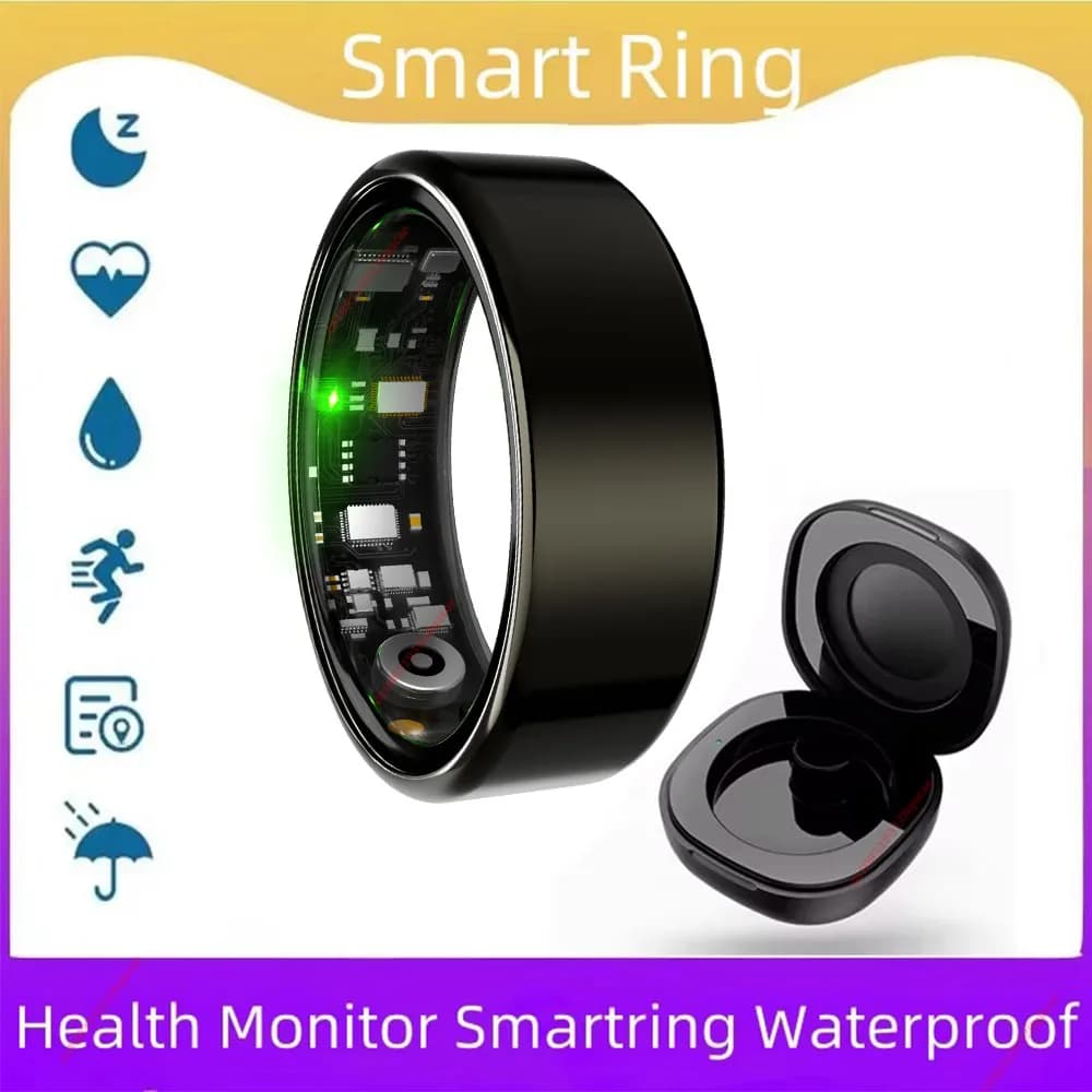 Anello Intelligente R11C per Uomo e Donna con Controllo Gestuale della Fotocamera, Impermeabile, Monitoraggio della Frequenza Cardiaca, Pressione Sanguigna e Sonno per Android e iOS