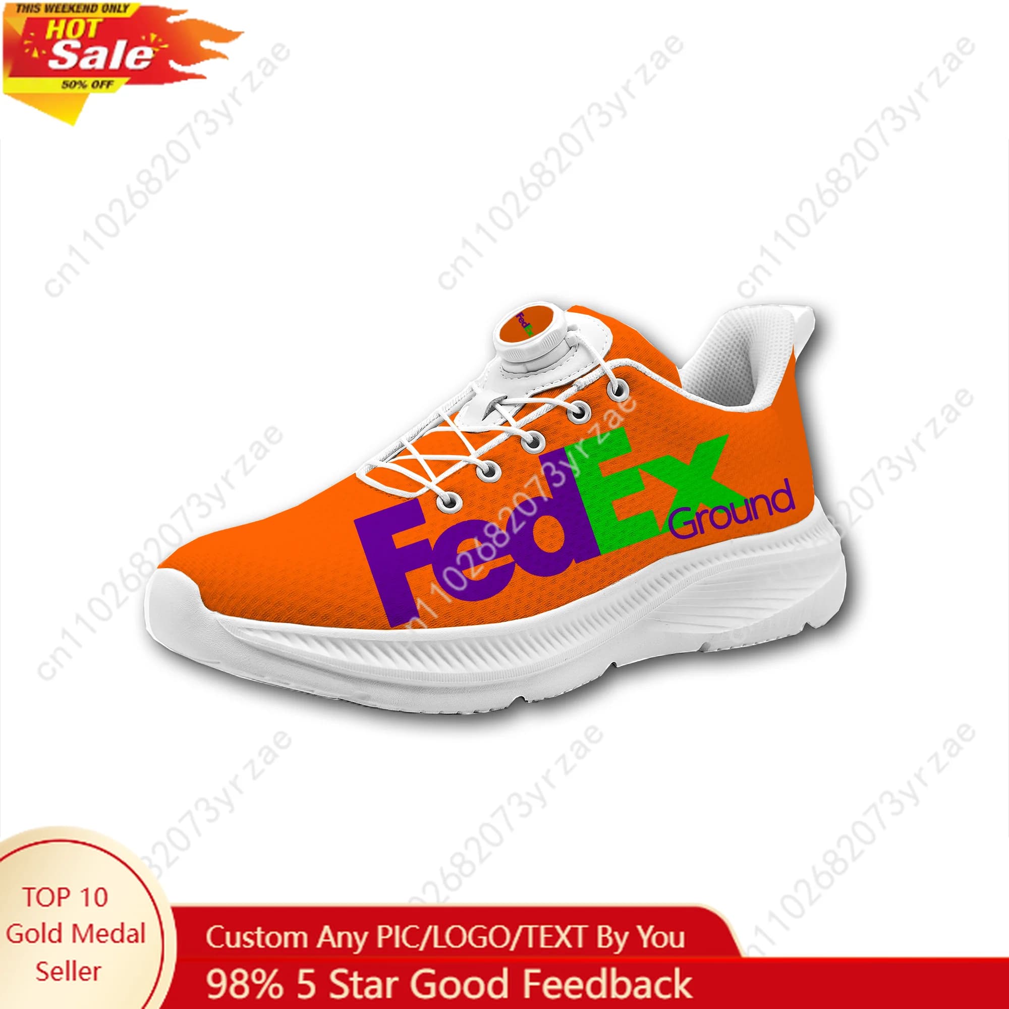 Sneakers FedEx Ground per Uomo e Donna, Scarpe da Passeggio Senza Lacci con Bottone Rotante, Calzature Sportive alla Moda Leggere e Personalizzate