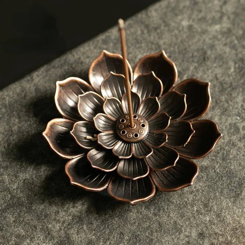 Hot Sale Fashion2 in 1 Alloy Incense Burner Metal sandalwood Incense Sticks Holder Buddhism Zen Lotus Sticks Incense Censer Nast