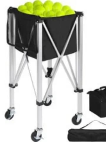 Polyester Foldable Tennis Ball Collector Cart Aluminum Alloy Material Rod Tennis Ball Cart Mobile Portable Ball Pickup Basket