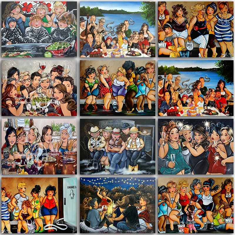 5D DIY Diamond Painting Cartoon Sexy Fat Ladies girl Party Full Round mosaic embroidery Cross stitch Paint home decor Art