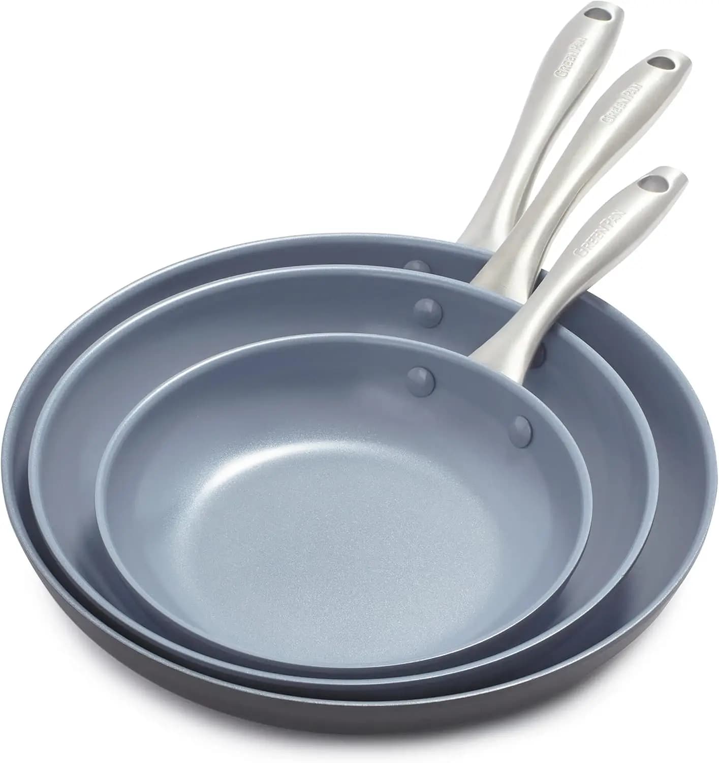 Set di Padelle Lima in Alluminio Anodizzato Duro da 8, 10 e 12 Pollici, Antiaderenti in Ceramica, Senza PFAS, Pentole e Padelle Non Tossiche, Adatte per Forno e Grill