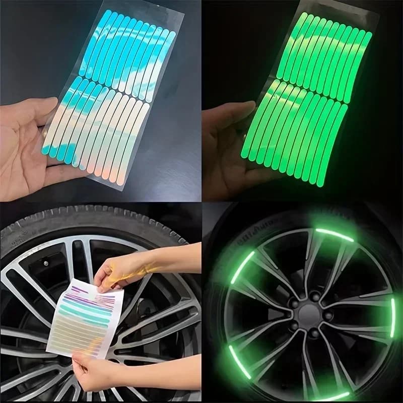 Reflective Wheels Stickers, Motorcycles, Electric Bikes, Bicycles, Helmets, Wheels and Pneumatics (PET Material)