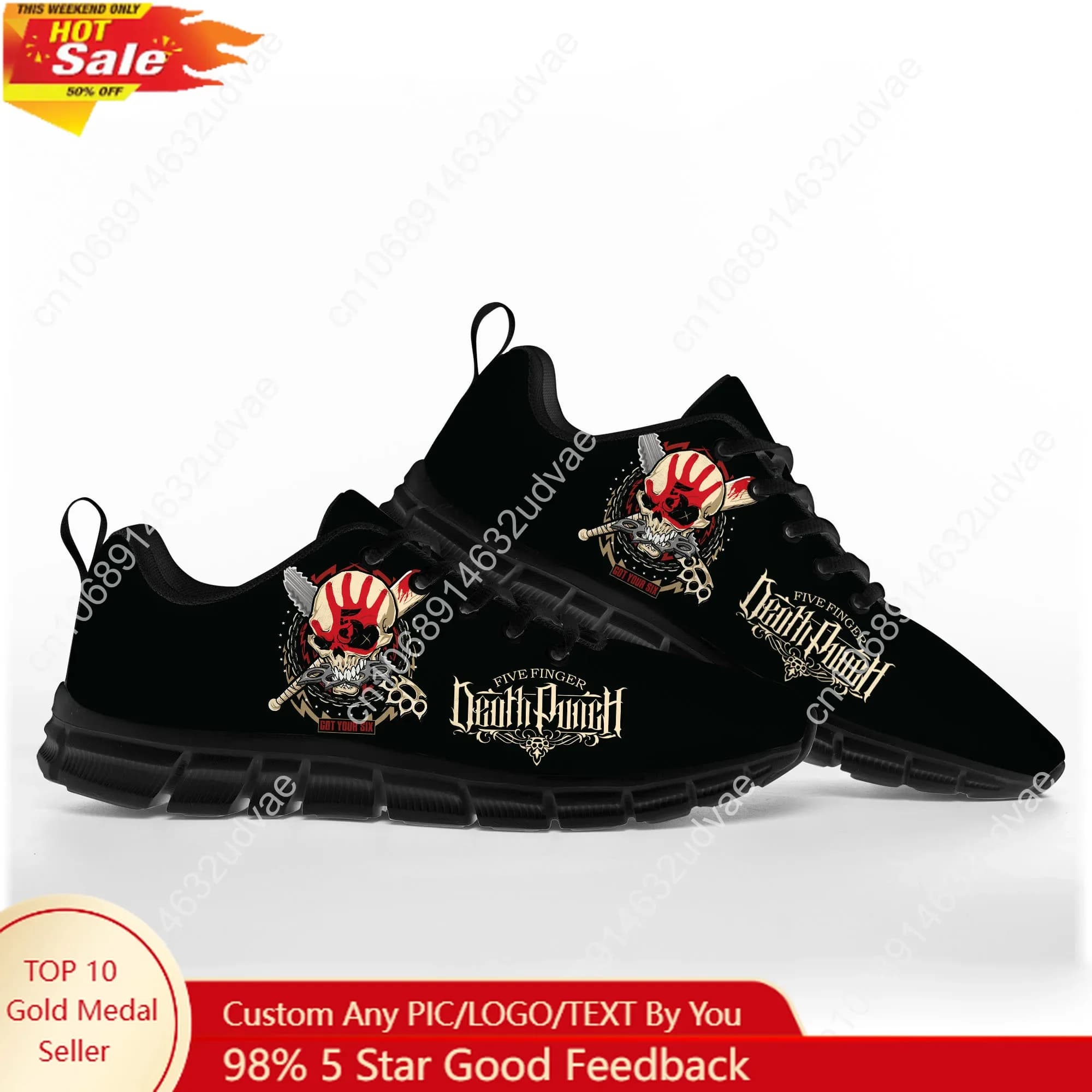 Five Finger Death Punch Scarpe sportive Uomo Donna Adolescente Sneakers Calzature Casual Scarpe personalizzate per coppia Nero