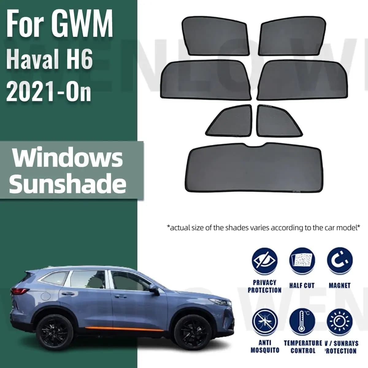 Per GWM Haval H6 2021-2024 Auto Magnetica Parasole Scudo Parabrezza Anteriore Telaio Tenda Netto Bambino Lunotto Laterale Posteriore Tenda Da Sole Visiera