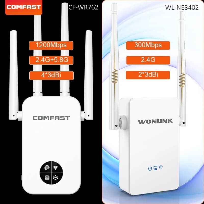Comfast 300/1200Mbps Ripetitore WiFi 2.4G/5.8G WiFi5 WIFI Eextender 4 * 3dBi Antenne Router Wi-Fi wireless Ripetitore di segnale