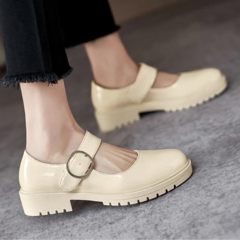 Mocassini con tacco basso da donna casual Scarpe di grandi dimensioni 52 Scarpe Mary Jane con cinturino Scarpe eleganti da passeggio per ufficio beige nere per ragazze