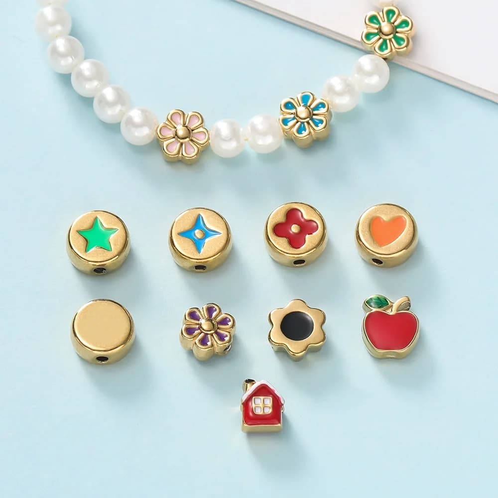 2 pieces / stainless steel pack of various shapes spacers handmade diy jewellery beads making accessories for necklaces and bracelets