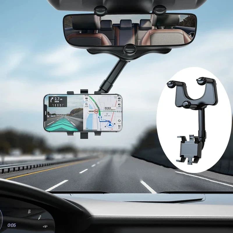 Supporto per telefono specchietto retrovisore supporto per telefono con rotazione a 360 gradi staffa di navigazione per Smartphone con pinza stabile per iPhone Samsung Xiaomi