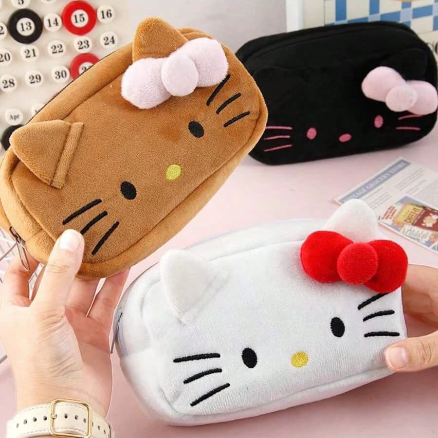 1 astuccio per matite in peluche con simpatici cartoni animati, astuccio per cancelleria di grande capacità, scatola portaoggetti per cancelleria per il ritorno a scuola (senza clip)