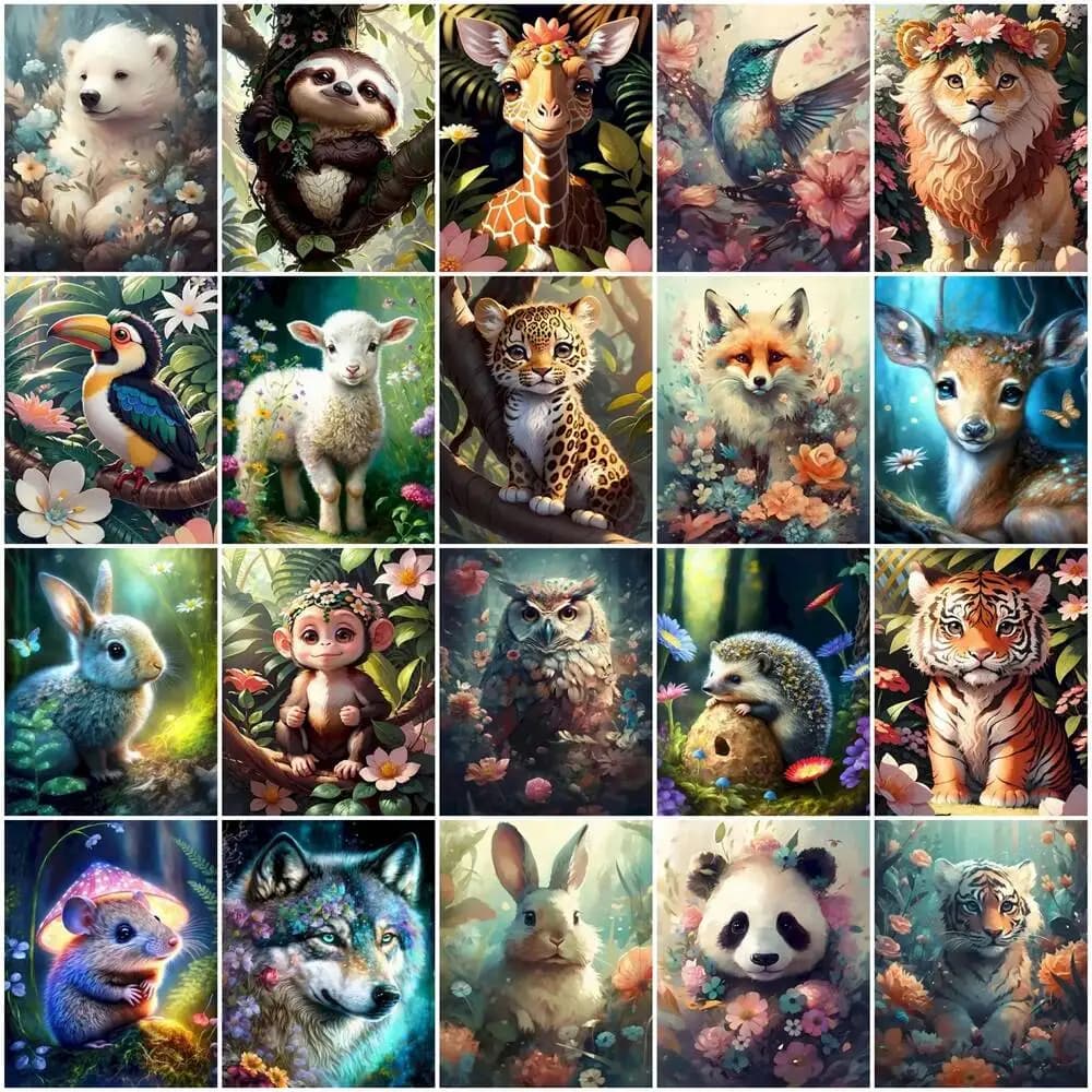 2026 DIY Oil Painting By Numbers Animal Acrylic Paint Kit Digital Oil Painting Leopard Owl Tiger Lion Panda Bear Handpainted G