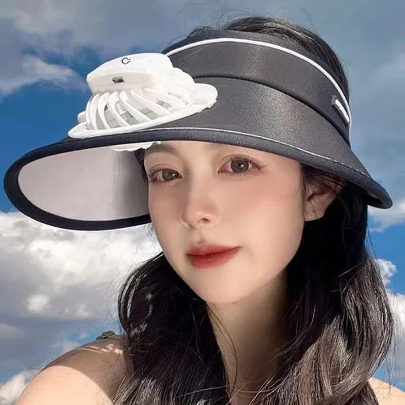 Cappello con ventola di raffreddamento traspirante Ventola per protezione solare Cappello con visiera parasole Cappello da pesca Cappello con visiera di raffreddamento Cappello con ricarica USB Ventilatore per cappello sportivo