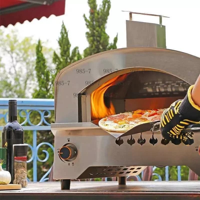 14 Inch Portable Propane Pizza Oven, Outdoor Gas Oven With Automatic Rotating Stone