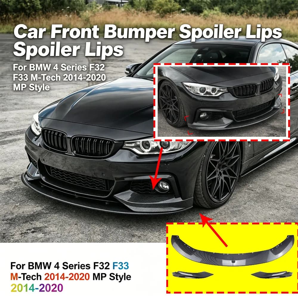 Car Front Bumper Spoiler Lips for BMW 4 Series F32 F33 M-Tech 2014-2020 MP Style Lower Shovel Skirt Diffuser Board Body kits