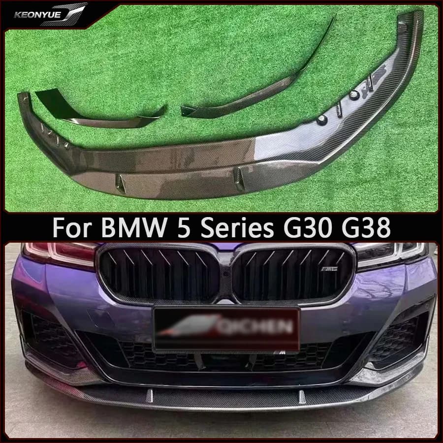 For BMW 5 Series G30 G38 2021+ carbon fiber front lip car bumper diffuser front chin spoiler MP style Accessories Body Kit