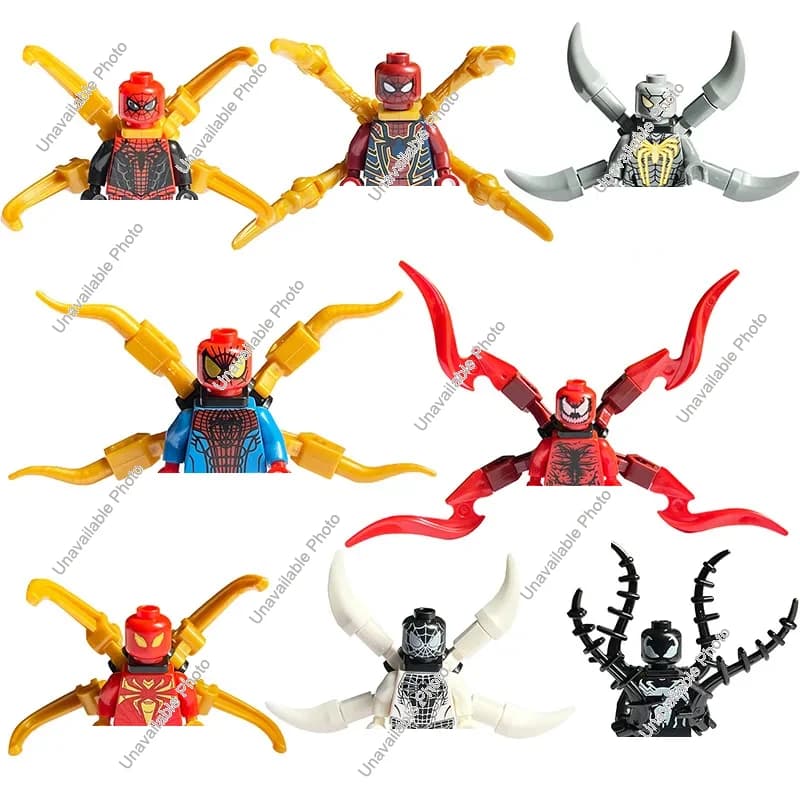 Set di 8 personaggi Marvel, personaggi anime, Spider-Man, Hulk, mini blocchi da costruzione, giocattolo per bambini, minifigure.
