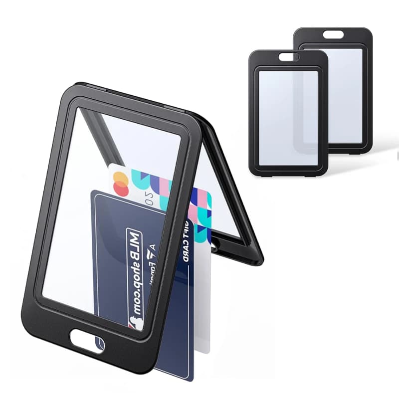 1 pz badge holder for employees in plastic carry transparent retractable cards on two sides badge holder for office staff