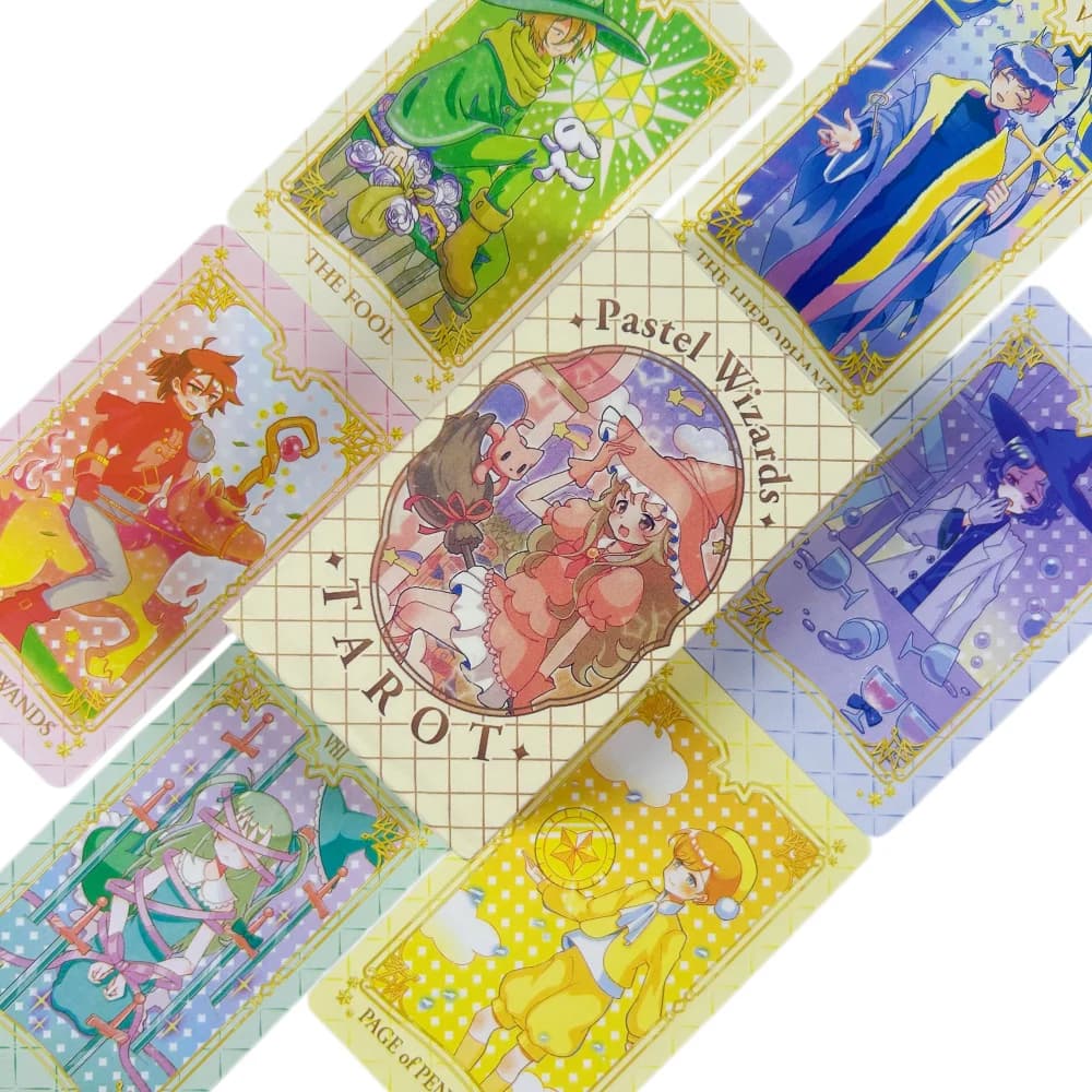 Mazzo di Tarocchi dei Maghi 10,3*6cm 78 Carte Tarocchi Cartoon Gioco da Tavolo Anime Giapponese Carte Oracolo