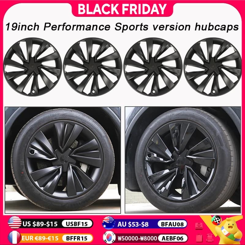 4PCS Copriruota per Tesla Model Y Juniper 19 Pollici 2025 Sostituzione per 19 "Ruote Crossflow Coprimozzo Cerchio Completo Accessori Auto